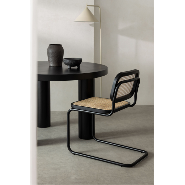 Pakket Van 2 Tento Black Rotan Eetkamerstoelen Zwart - Sklum