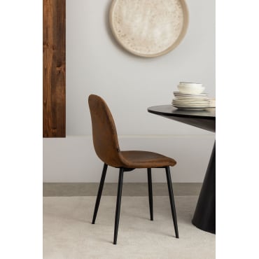 2-pack Eetkamerstoelen In Kunstleer Glamm Koffie Vintage & Zwart - Sklum