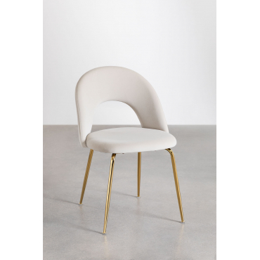 Set Van 4 Glorys Fluwelen Eetkamerstoelen Beige – Crème & Goud - Sklum