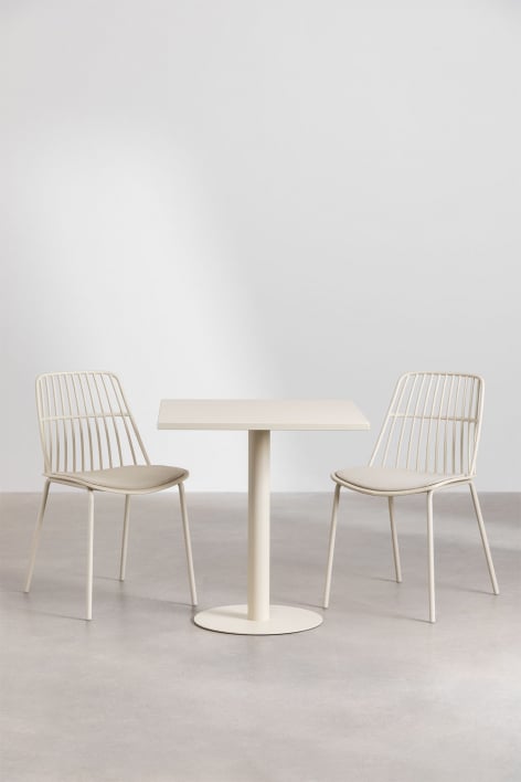 Mizzi 70x70 cm vierkante tafelset en 2 Maeba tuinstoelen