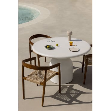 Ronde Tuintafel Ø120 Cm In Cement Verenis Gebroken Wit - Sklum