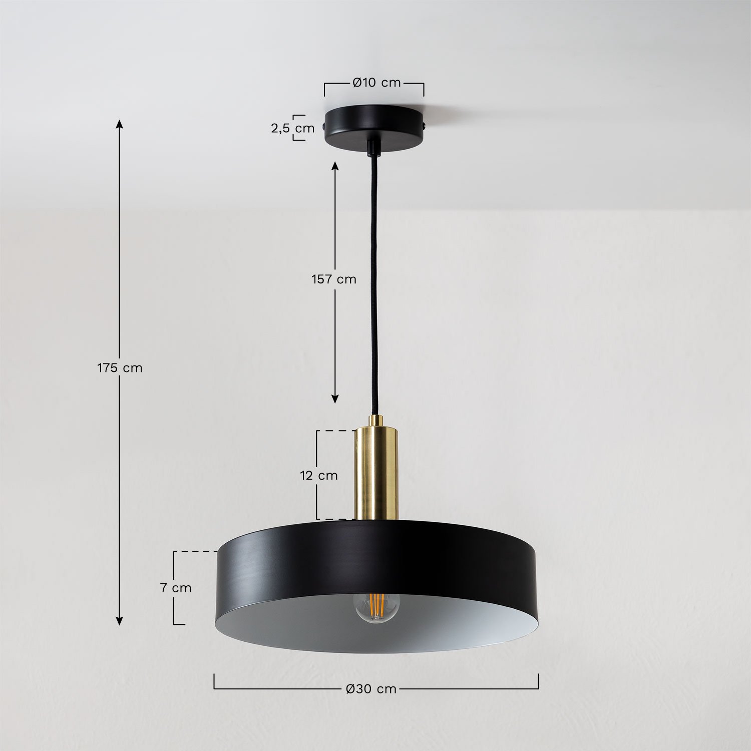 IJzeren Plafondlamp (Ø30 cm) Berien , AFMETINGEN