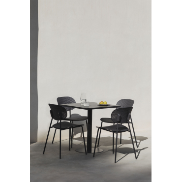 Mizzi Vierkante Tafelset 70x70 Cm En 4 Tupah Tuinstoelen Grijs – Grafiet - Sklum