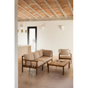 Melvin Woonkamer Set Met 3-zitsbank En Fauteuil In Acaciahout Acacia Bruin - Sklum