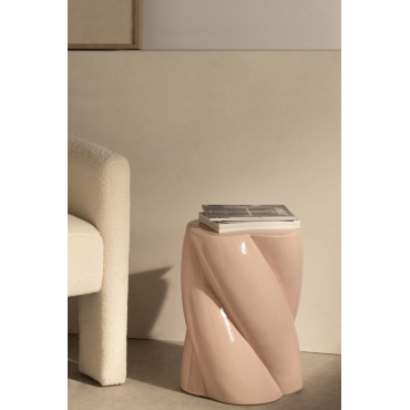 Ronde Hulptafel In Akila-aardewerk Roze – Kwarts - Sklum