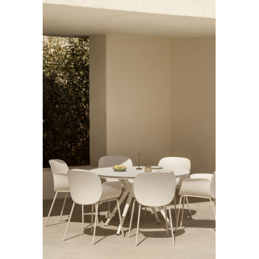 Ronde Tafelset Ø125 Cm In Aluminium Valerie En 6 Tuinstoelen In Polypropyleen En Staal Lynette Steen Wit - Sklum