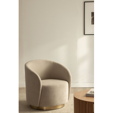 Fluweel- Fauteuil Sidoni Bruin - Tarwe - Sklum
