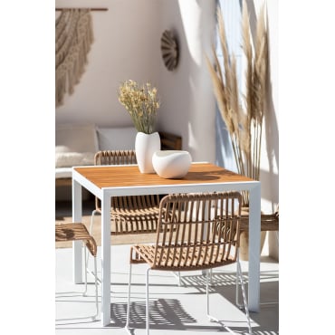 Archer Classic Tuintafel Van Eucalyptushout En Aluminium Gardenia Wit & 90 X 90 Cm - Sklum