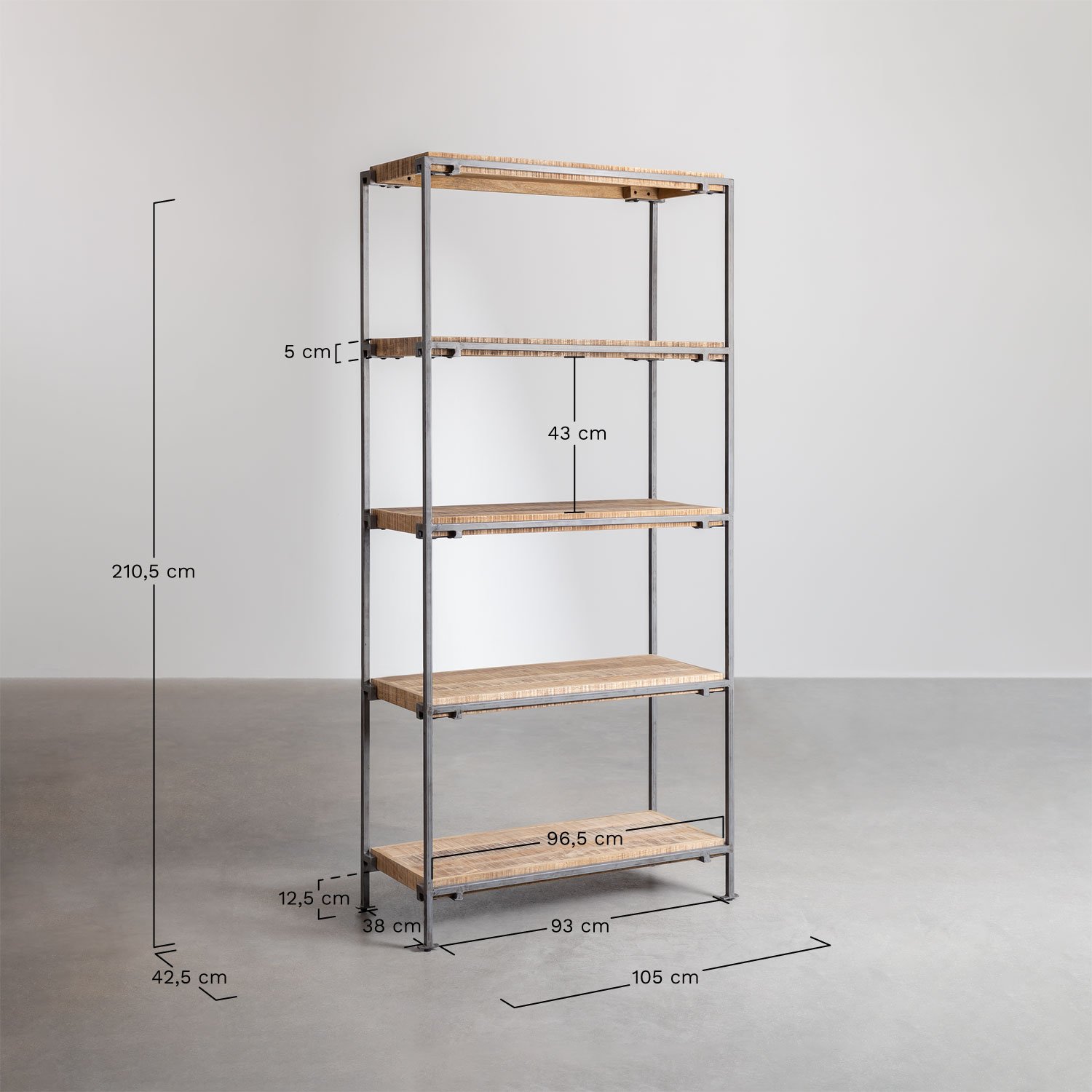 Inme Mangohouten Plank met 5 Planken, AFMETINGEN