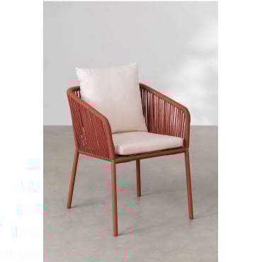 Pakket Van 2 Arhiza Classic Tuinstoelen Met Aluminium Armleuningen En Gevlochten Touw Rode Dakpan - Sklum