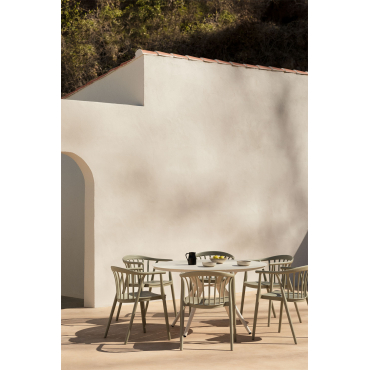 Valerie Ronde Aluminium Tafelset (ø125 Cm) En 6 Ivor Tuinstoelen Groen – Khaki - Sklum