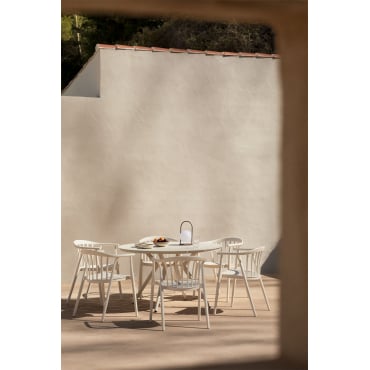 Valerie Ronde Aluminium Tafelset Ø125 Cm En 6 Ivor Tuinstoelen Van Polypropyleen Gardenia Wit - Sklum