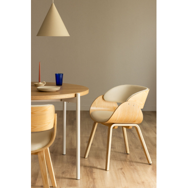 Set Van 2 Eetkamerstoelen Van Hout En Kunstleer Lorete Natuurlijk Hout - Sklum