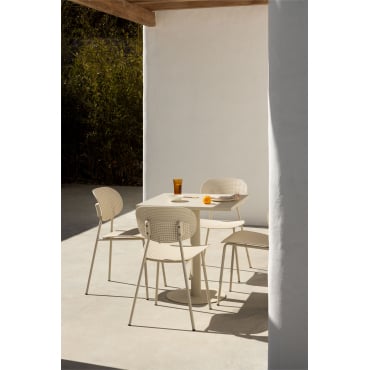 Mizzi Vierkante Tafelset 70x70 Cm En 4 Tupah Tuinstoelen Tapioca Beige - Sklum