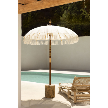 Paraplu Van Stof En Hout (ø186 Cm) Orongo Gardenia Wit - Sklum