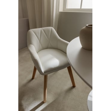 Set Van 2 Marh Gestoffeerde Eetkamerstoelen Wit - Sklum