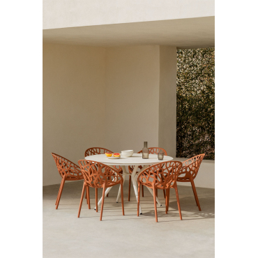 Valerie Ronde Aluminium Tafelset (ø125 Cm) En 6 Ores Tuinstoelen Roest - Sklum