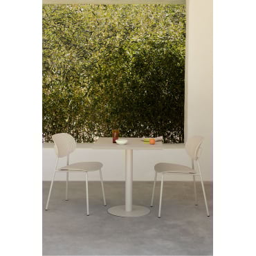 Mizzi Vierkante Tafelset 70x70 Cm En 2 Tupah Tuinstoelen Tapioca Beige - Sklum