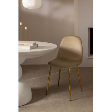Fluwelen Eetkamerstoel Glamm Bruin - Tarwe & Goud - Sklum