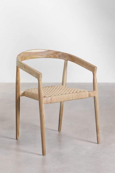 Pack van 2 eetkamerstoelen met armleuningen van teakhout Visby Design - Natuurlijk Hout
