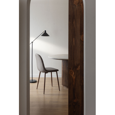 Pak 2 Glamm-eetkamerstoelen In Donker Hout & Linnen Grijs – Taupe - Sklum