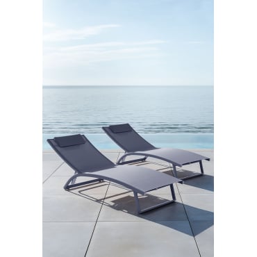 Set Van 2 Dulem Aluminium Ligstoelen Grijs – Grafiet - Sklum