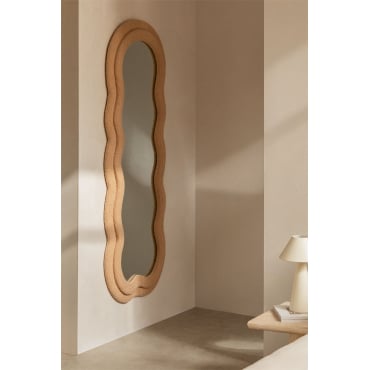 Wandspiegel 60x160 Cm Gestoffeerd Evelyn Chenille Oranje – Perzik - Sklum