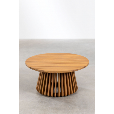 Ronde Salontafel Van Acaciahout (ø80 Cm) Mura Acacia Bruin - Sklum