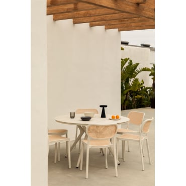 Set Van Ronde Aluminium Tafel (ø125 Cm) Valerie En 6 Omara Tuinstoelen Gardenia Wit - Sklum