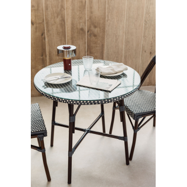 Brielle Bistro Ronde Eettafel In Aluminium En Synthetisch Rotan (ø80 Cm) Grijs – Grafiet - Sklum