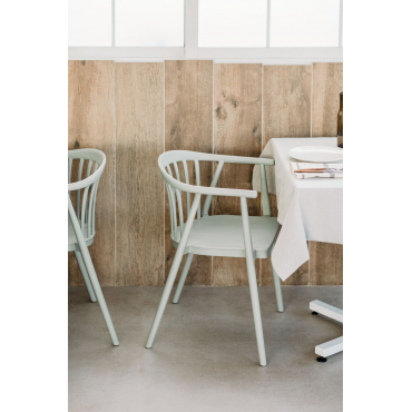 Set Van 6 Stapelbare Eetkamerstoelen Met Armleuningen Ivor Groen – Khaki - Sklum