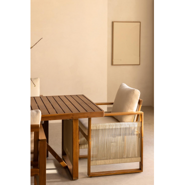 Set Van 6 Eetkamerstoelen Met Armleuningen In Acaciahout Nayely Acacia Bruin - Sklum