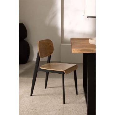 Set Van 4 Eetkamerstoelen In Eikenfineer En Ijzer And Zwart - Sklum