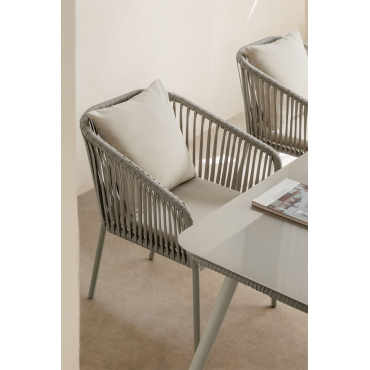 Set Van 2 Eetkamerstoelen Met Armleuningen In Gevlochten Touw Arhiza Classic Groen – Khaki - Sklum