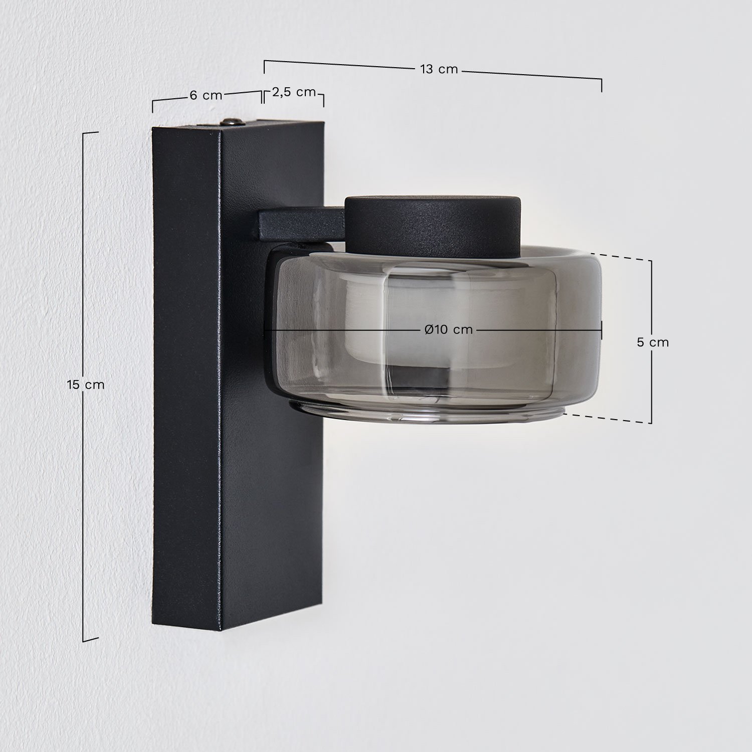 LED buitenwandlamp in metaal en glas Valideri , AFMETINGEN