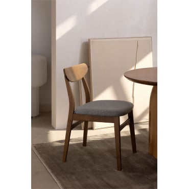 Cloda Eetkamerstoel Van Stof En Hout Donker Hout - Grijs - Sklum