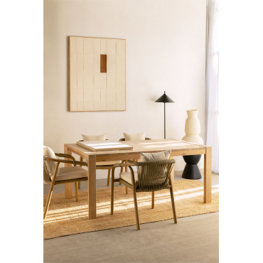 Uitschuifbare Rechthoekige Houten Eettafel (170-260x95 Cm) Quëbi Natuurlijk Hout - Sklum