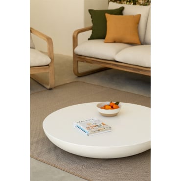 Ronde Tuintafel Ø105 Cm In Cement Zenadia Gebroken Wit - Sklum