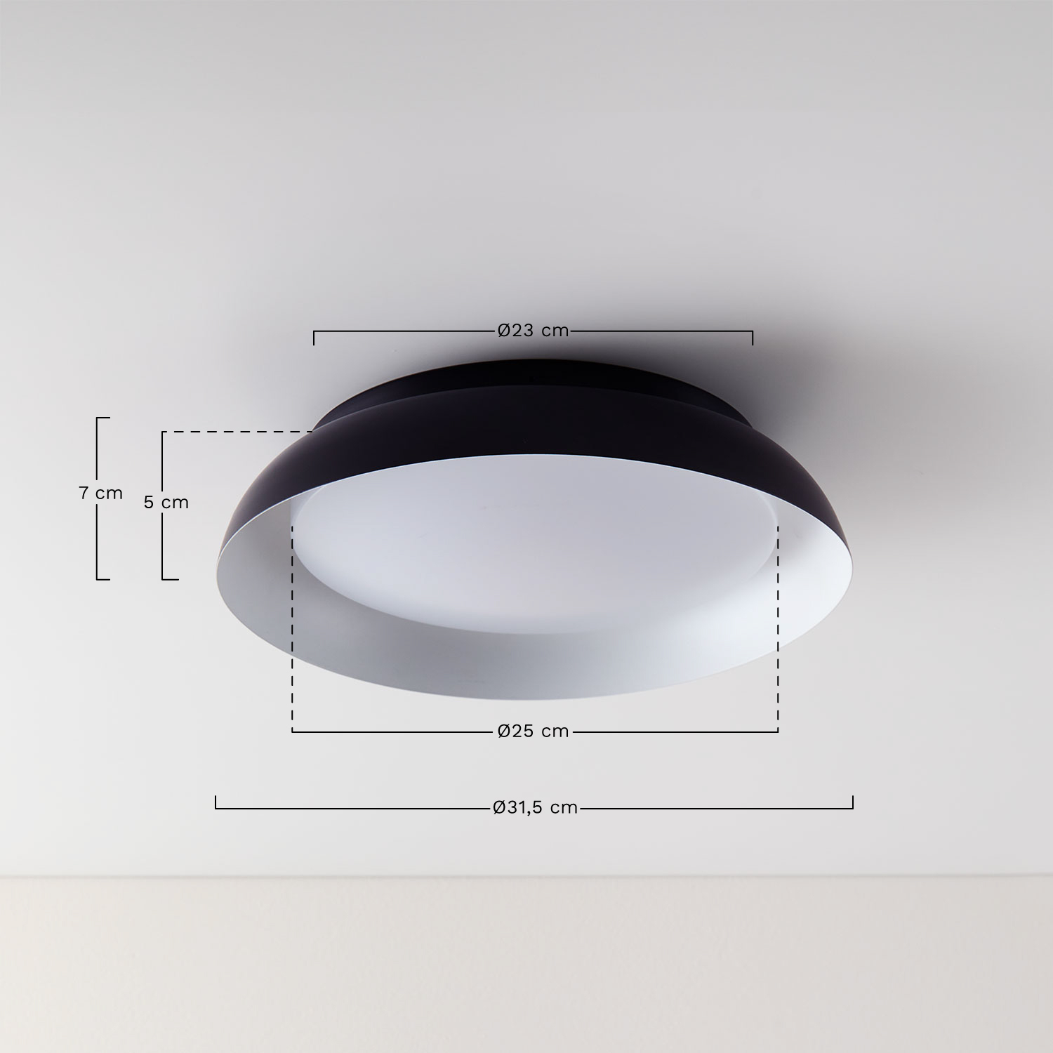 LED plafondlamp voor buiten in staal Azanuy, AFMETINGEN