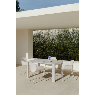 Arnadine Rechthoekige Tafelset (140x100 Cm) En 4 Lynette Tuinstoelen Gardenia Wit - Sklum