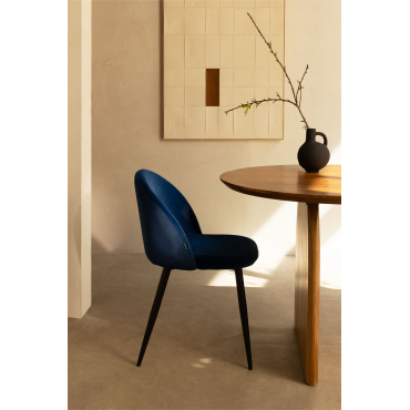 Kana Eetkamerstoel In Fluweel Blauw & Zwart - Sklum