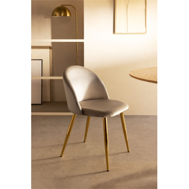 Kana Fluwelen Eetkamerstoelen Set Van 4 Bruin - Tarwe & Goud - Sklum