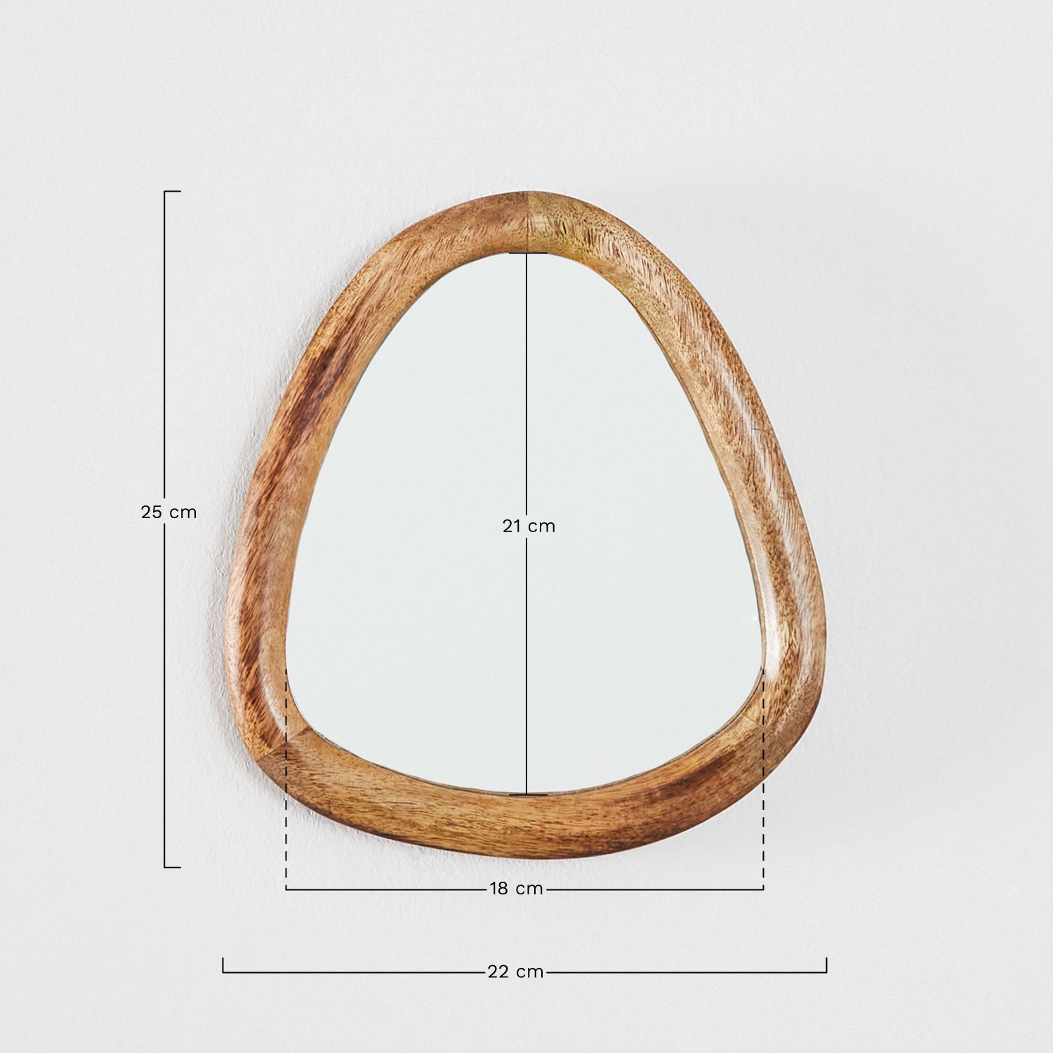 Set van 3 wandspiegels in mangohout Gabael Design, AFMETINGEN