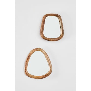 Set Van 2 Mangohouten Wandspiegels Gabael Design C - Sklum