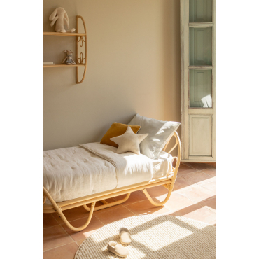 Rotan Bed Met Dahlia Kindermatras Natuurlijk & 70 X 135 Cm - Sklum