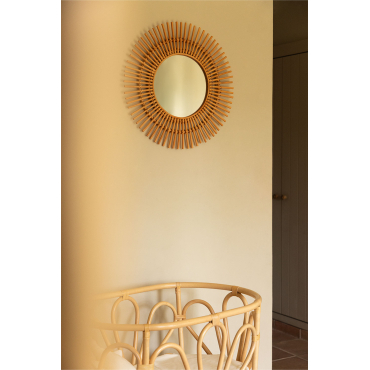 Ronde Rotan Wandspiegel (ø60 Cm) Beku Bruin Natuurlijk - Sklum