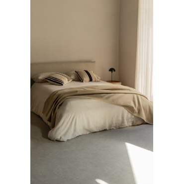 Bed Met Opbergruimte In Lorea-stof Stof Gebroken Wit & 150 X 200 Cm - Sklum