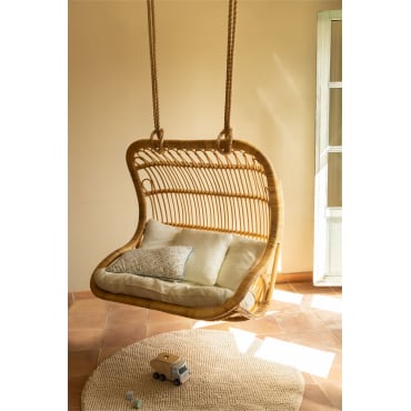 Hangende Fauteuil In Taveira Rotan Bruin Natuurlijk - Sklum