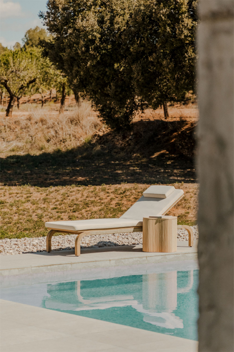 Verstelbare ligstoel van acaciahout met Dubai-kussen