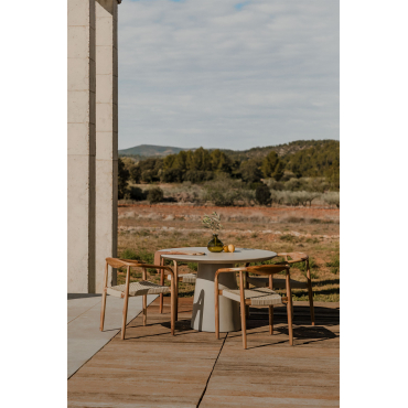 Ronde Tuintafel Ø120 Cm In Cement Noemi Zand Grijs - Sklum